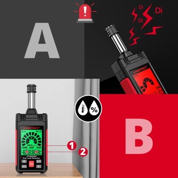 DETEKTOR WYCIEKÓW GAZU DŁUGA TELESKOPOWA SONDA METAN PROPAN BUTAN CO ALARM