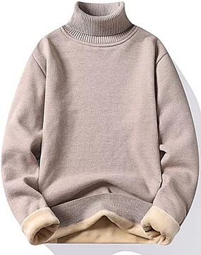 MD gruby bawełniany golf sweter męski L | beżowy
