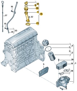 Wlew oleju kominek wraz z korkiem VW T5 2.5 TDI