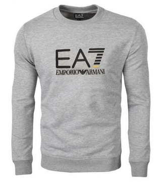 EMPORIO ARMANI EA7 LEKKA BLUZA DUŻE PRINT LOGO BEZ KAPTURA M SZARA