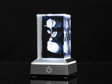 Подарок на день рождения 1-99 лет 3D РОЗА + светодиодная ГРАВИРОВКА + КАБЕЛЬ