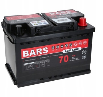 Akumulator Bars AGM 12V 70Ah 760A Start/Stop