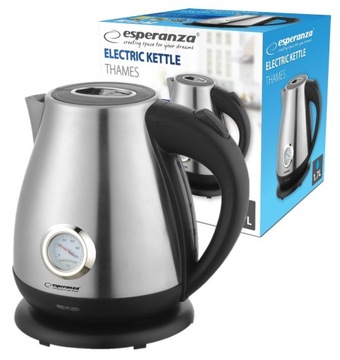 CZAJNIK ELEKTRYCZNY Z TERMOMETREM 1.7 L INOX 2200W WSKAŹNIK POZIOMU WODY