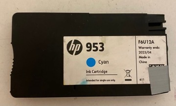 HP TUSZ WKŁAD 953 F6U12A CYAN ORYGINAŁ OEM WAGA 40GRAM 2023/04