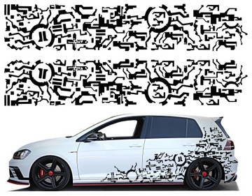 2x NAKLEJKA Grafika na auto samochód CIEKAWY MOTYW PIXEL ABSTRAKCJA 30x150