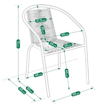 Fotel BISTRO sznurkowy wygodne KRZESŁO ogrodowe na balkon TARAS do ogrodu