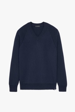 ZARA MAN SWETER V WEŁNA LUX PRĄŻKI GRANATOWY L LIMITED