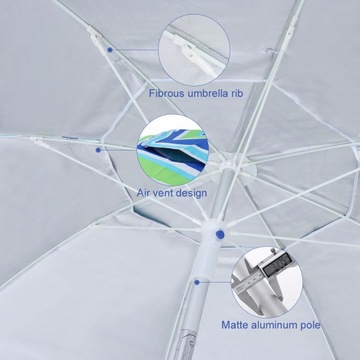 РЕГУЛИРУЕМЫЙ ПЛЯЖНЫЙ ЗОНТ В ПОЛОСКУ С УФ-ЗАЩИТОЙ
