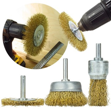 НАБОР ПРОВОЛОЧНЫХ ЩЕТКОВ ДЛЯ ДРЕЛЬ, POTT, ПЛОСКАЯ ЩЕТКА, 3 шт.