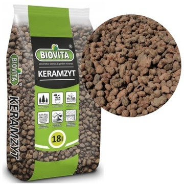 KERAMZYT OGRODNICZY PODŁOŻE DRENAŻ BIOVITA 8-16 mm 18 l
