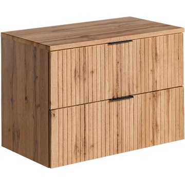 Ryflowana szafka po umywalkę 80 cm z blatem ADEL OAK 82-80 dąb wotan