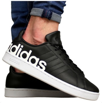 męskie buty Adidas SKÓRA trampki CZARNE sportowe wygodne sneakersy