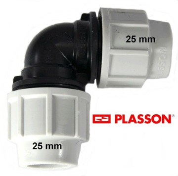 KOLANO 90 st. 25 x 25 PLASSON SKRĘCANE DO PE