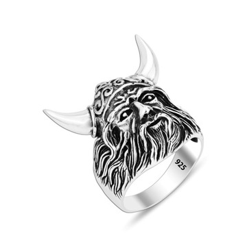 925K Viking Silver Men's Ring, Oxidized Scandinavian Norse Ring