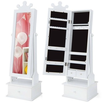Детский шкаф для украшений с зеркалом и 3 ящиками - белый/1298 Рк