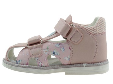 SANDAŁY DZIEWCZĘCE BUTY DZIECIĘCE KRYTE SANDAŁKI NA RZEPY WKŁ. SKÓRA R. 25