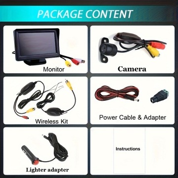 Wireless Car Backup Camera Easy Installation, 4.3'' Rear View Monitor With