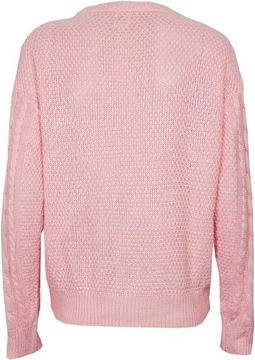 River Island Różowy Sweter Warkocz Oversize S 36