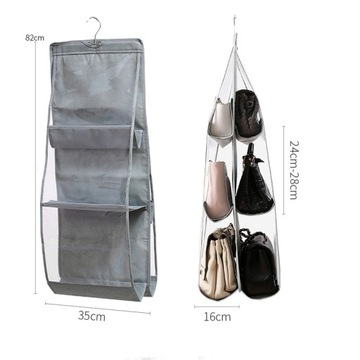 ORGANIZER NA TOREBKI WISZĄCY DO SZAFY GARDEROBY WIESZAK NA BUTY TORBY