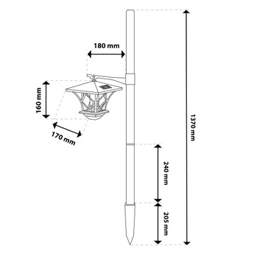 Lampa Solarna LED Wbijana Ogrodowa Latarnia do Ogrodu Zewnętrzna 150cm