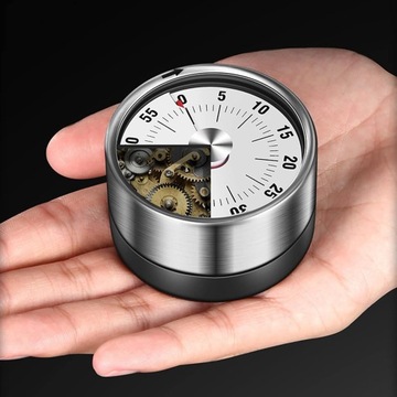 ТОЧНЫЙ КУХОННЫЙ ТАЙМЕР С МАГНИТОМ НА ХОЛОДИЛЬНИК, ВРАЩАЮЩИЙСЯ, НЕРЖАВЕЮЩАЯ СТАЛЬ. ИНОКС