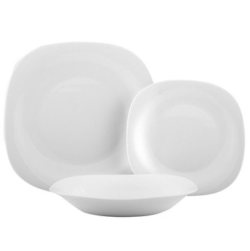 Serwis obiadowy na 6 osób biały + półmisek kwadrat PARMA Bormioli