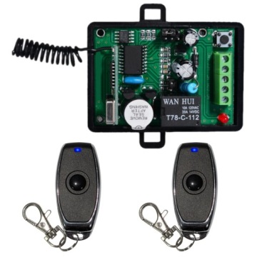 Радио 1-канальное, 433MHz 12/24V DC Радиоконтроллер + 2 пульта 1 канал