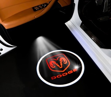 ZESTAW 2x LAMPKA DRZWI LED LOGO DODGE GRAND CARAVAN HORNET VIPER EMBLEMAT