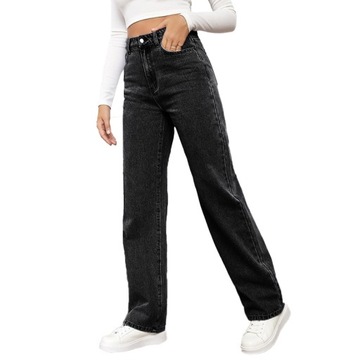 Trendy I Wszechstronne Długie Spodnie Jeansowe Z Wysokim Stanem, XL