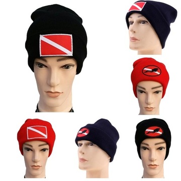 Czapka unisex dla dorosłych mężczyzn i kobiet z flagą nurkową/nurkiem w dół, czerwona 2