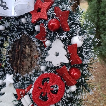 РОЖДЕСТВЕНСКИЙ ВЕНОК НА ДВЕРЬ, РОЖДЕСТВЕНСКИЙ ВЕНОК, ПЛАТЬЕ, 40 СМ, КРАСНЫЙ