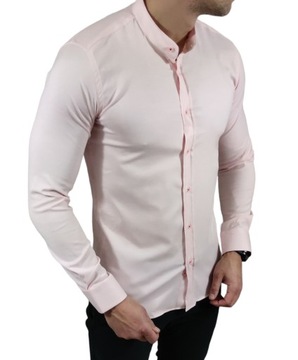 Koszula slim fit ze stójką różowa EGO01 - XXL