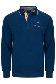 SWETER MĘSKI POLO BLUZA NIEBIESKA Z KIESZONKĄ KOŁNIERZYK WELUR GUZICZKI 3XL
