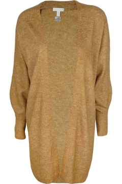 H&M Klasyczny Kobiecy Karmelowy Mięciutki Sweter Narzuta Wełna Oversize 38