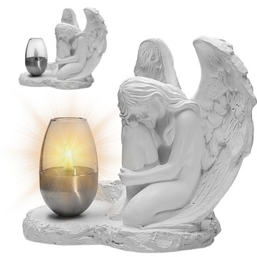 СЕРАЯ ГИПСОВАЯ ФИГУРКА Гробница СОЛНЕЧНАЯ СВЕТОДИОДНАЯ ЛАМПА