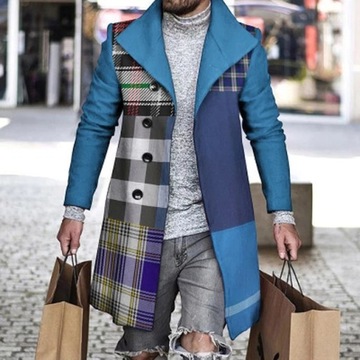 3D цифровая печать, клетчатое пальто с лацканами, твидовый пиджак, мужская одежда