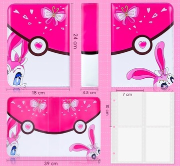 АЛЬБОМ-ПЕРЕХОДНИК ДЛЯ 504 РОЗОВЫХ КАРТ ПОКЕМОНА ДЛЯ ДЕВОЧЕК.