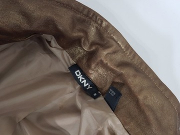 Skórzany DKNY stare złoto długi skóra naturalna wiosna lato jesień M 38