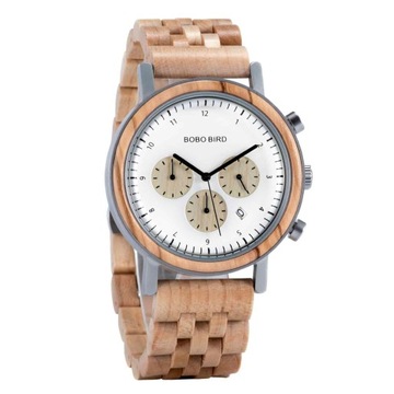 DREWNIANY ZEGAREK BOBO BIRD T27-3 ELEGANCKI MĘSKI