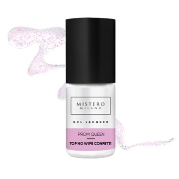 TOP NO WIPE HYBRYDOWY Prom Queen Confetti z drobiną Mistero Milano 7ml 1426
