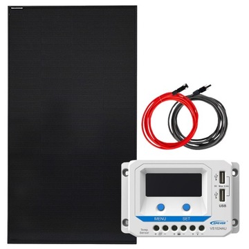 ZESTAW SOLARNY MONO KAMPER 130W 12V REGULATOR USB
