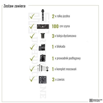 Prowadnica ścienna do drzwi składanych HARMONIJKA SPK 100 cm