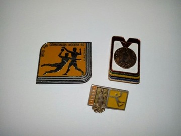 3x odznaka Olimpiada 1980 - Moskwa - piłka ręczna