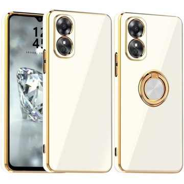 ETUI GLAMOUR ZŁOTA RAMKA + RING DO OPPO A38 4G + SZKŁO