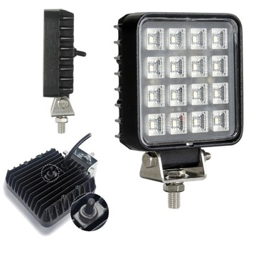 Lampa robocza LED z włącznikiem IP67 2400lm 16W 6500K ECE R10 12V 24V ALU