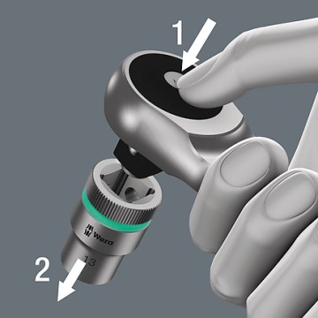 Трещотка Zyklop Metal Push 3/8 в комплекте WERA