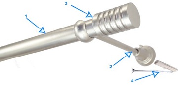 Karnisz metalowy fi 25 pojedyńczy 120 cm bez żabek