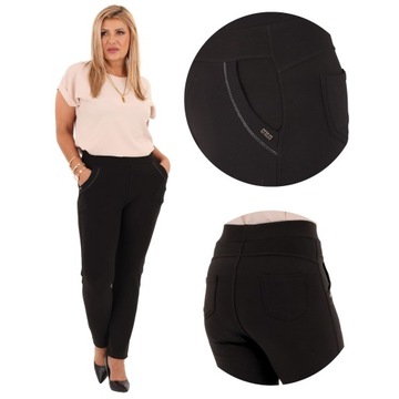 ELASTYCZNE SPODNIE BAWEŁNIANE NA GUMCE MODNE RURKI MATERIAŁOWE