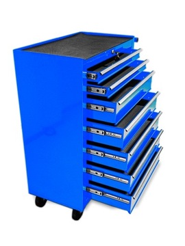 Тележка для инструментов, шкаф для мастерской с 7 ящиками, ПОДНЯТЫЙ, синий