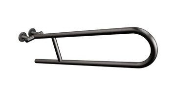 Uchwyt naścienny półokrągły uchylny ze stali nierdzewnej 85 cm czarny Mat